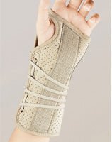 22 - 151MDBEG FLA Hospital Grade Soft Fit Suede Finish Wrist Brace Medium Left Beige - Midwest DME Supply
