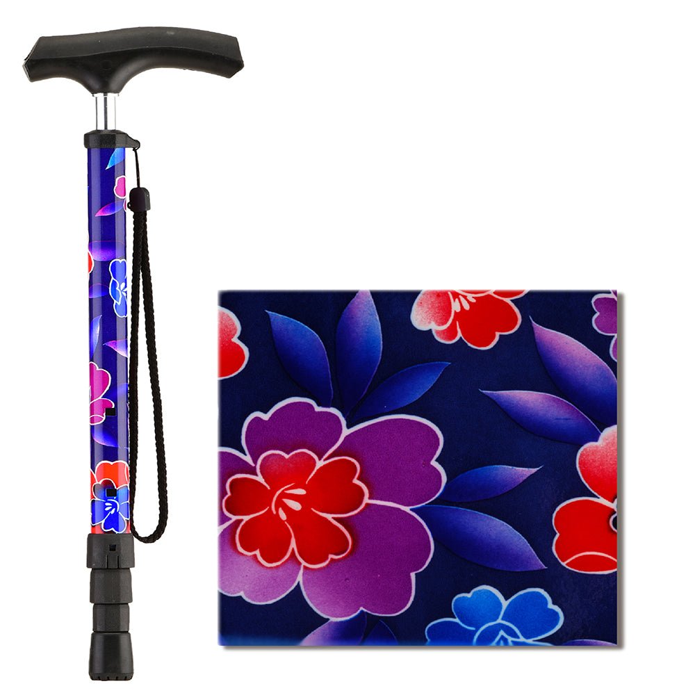 Nova Compact Travel Cane with Strap Maui Flowers 3070MF - Midwest DME Supply
