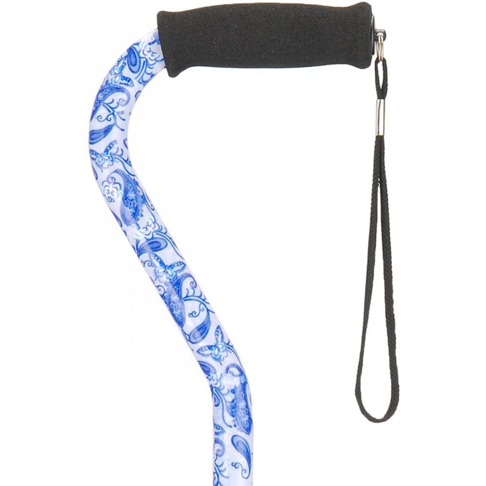 Nova Offset Cane with Strap, Blue Porcelain 1070CH - Midwest DME Supply