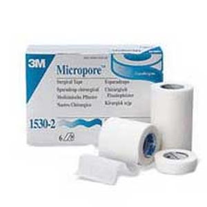 1530-1 3M Micropore™ Standard Hypoallergenic Paper Surgical Tape with Rayon Backing, White, Latex-free 1" x 10 yds 12/Box - Midwest DME Supply