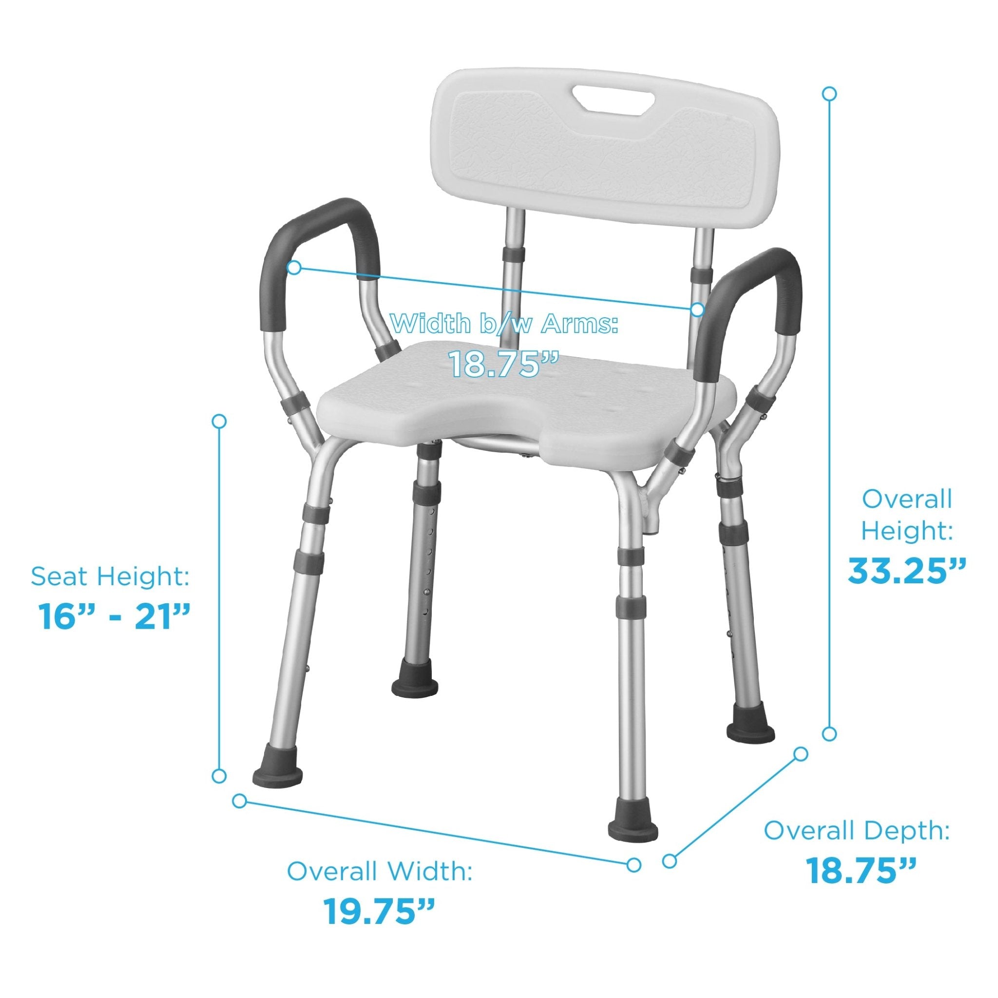 9037 Nova Bathseat with Arms and U shaped Commode Cut out 300 weight Cap(Non Returnable) - Midwest DME Supply