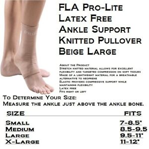 FLA PRO-LITE Professional Latex Free Knitted Pullover Ankle Support- Beige-40-400,SM,MD,XL - Midwest DME Supply
