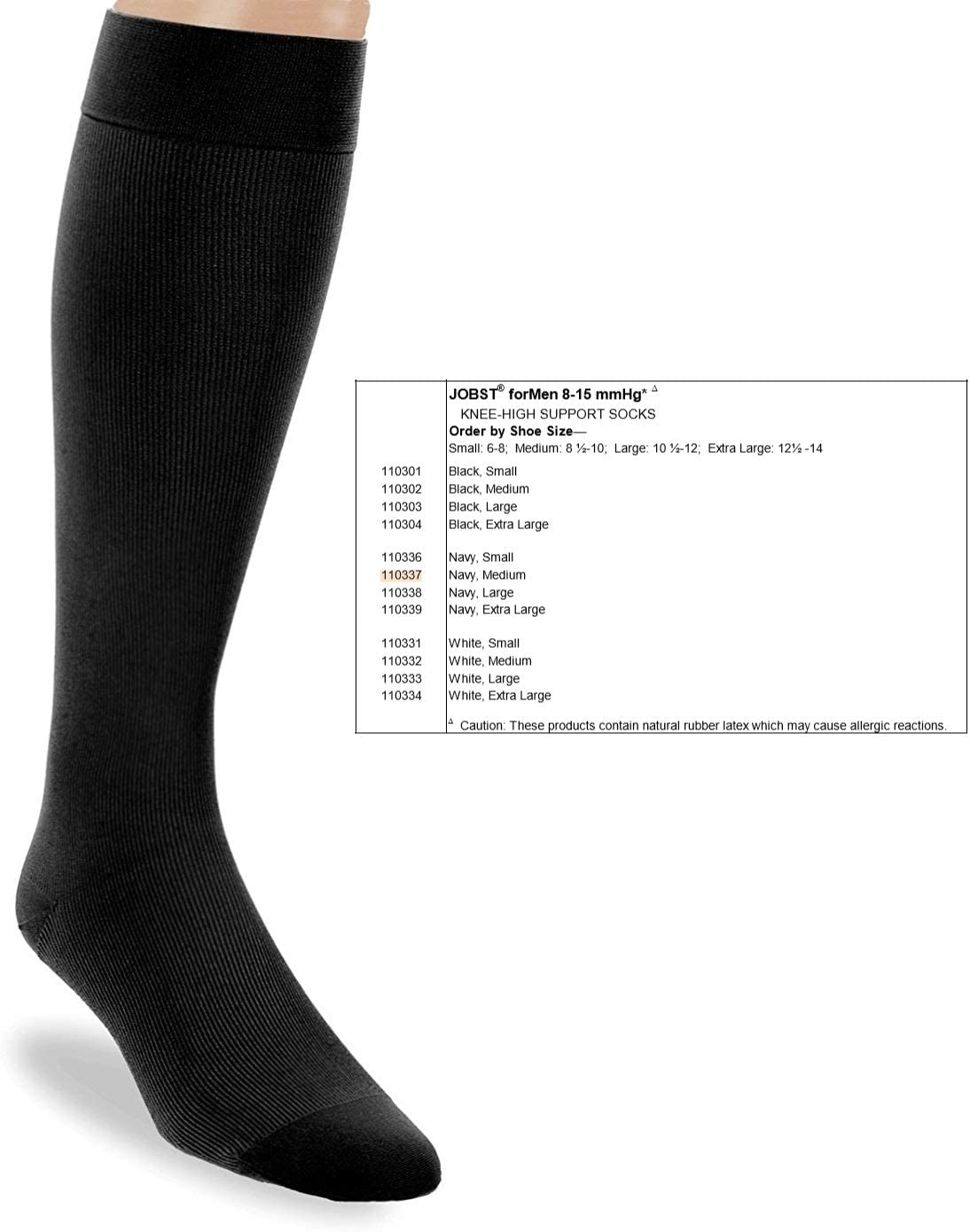 Jobst Men's 8-15 mmHg Closed Toe Knee Highs Black Medium 110301 - Midwest DME Supply