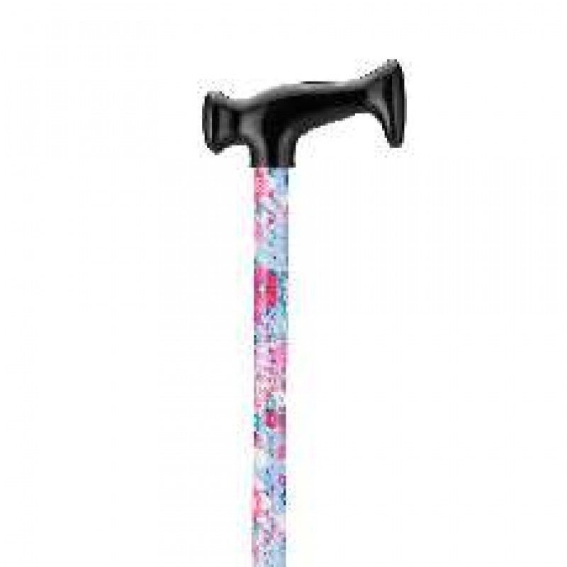 NOVA Designer Walking Cane with T-Grip Molded Handle, 28 to 39 Inch Height, Purple and Pink Flowers Design- 2011 - Midwest DME Supply