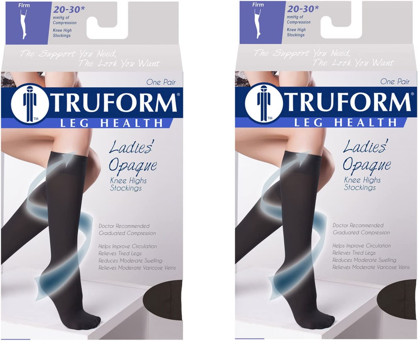 Truform Women's Stockings, Knee High, Closed Toe: 20-30 mmHg, Black, Medium 0363 - Midwest DME Supply