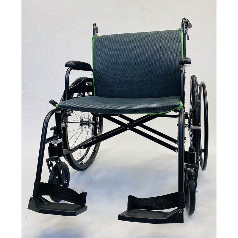 Feather Mobility, Feather Chair HD Wheelchair 15 lbs Black w/ Green Trim | In - Store - Midwest DME Supply