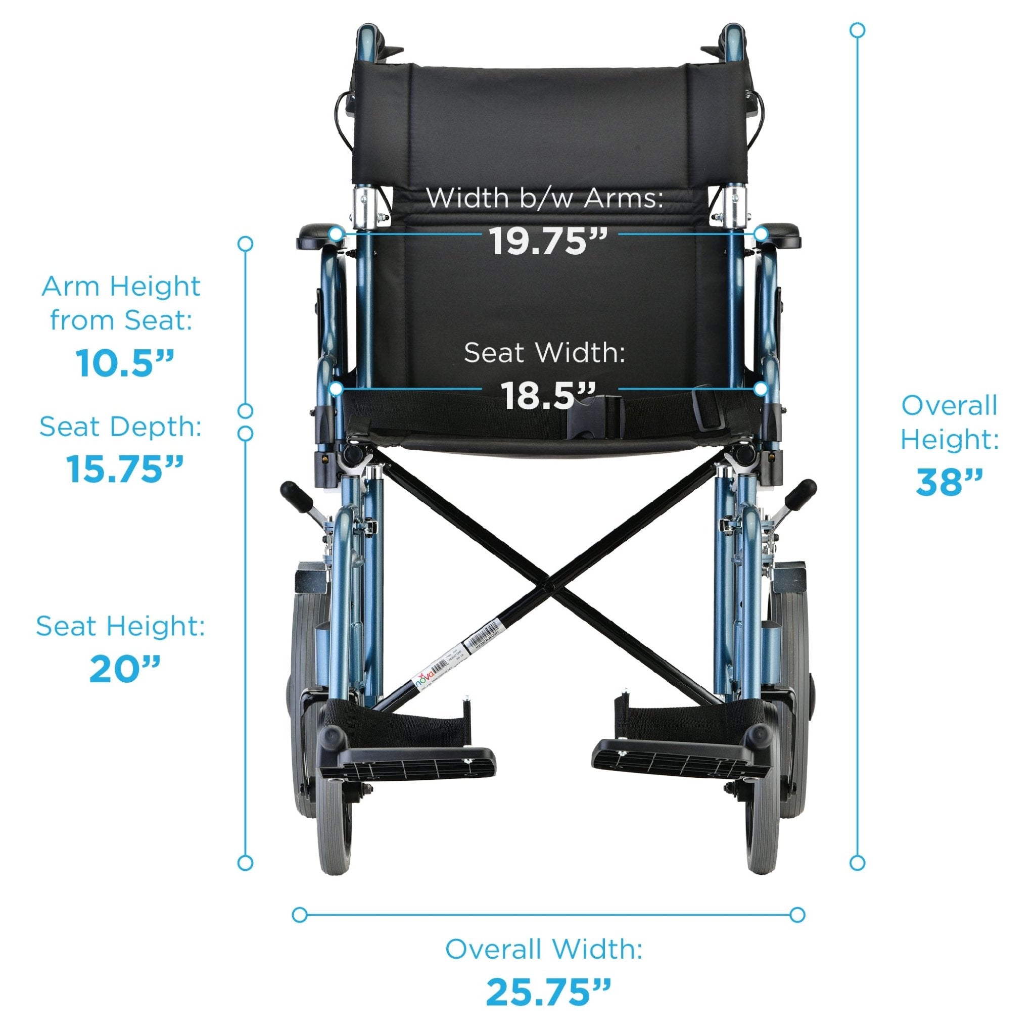 Nova 352 Comet Lightweight Transport Chair 19" with 12" Rear Wheels | Online Item - Midwest DME Supply