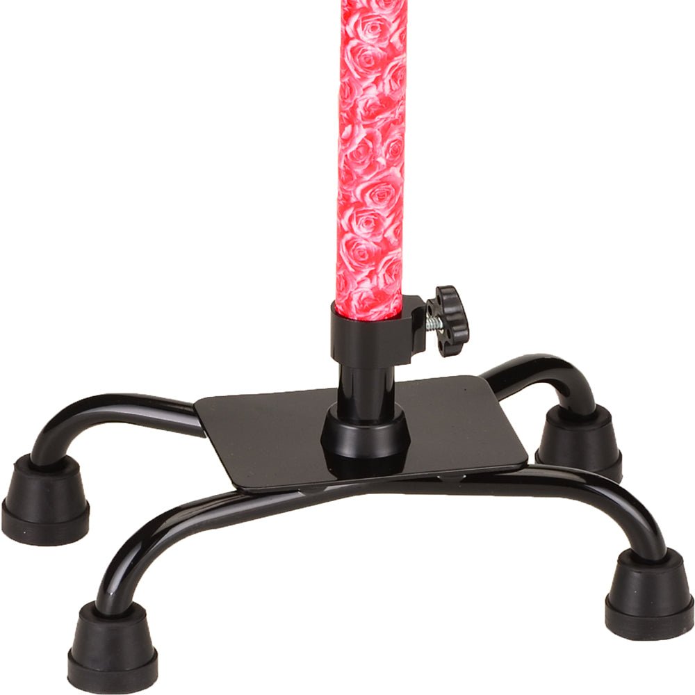 Nova Euro Quad Cane Small Base, Roses Item : 5631RS - Midwest DME Supply