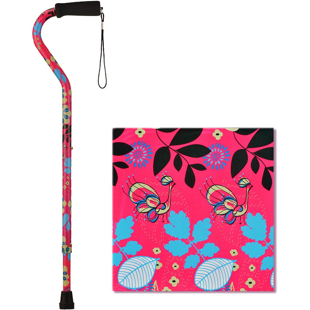 Nova Offset Cane with Strap, Flower Power 1070FP - Midwest DME Supply