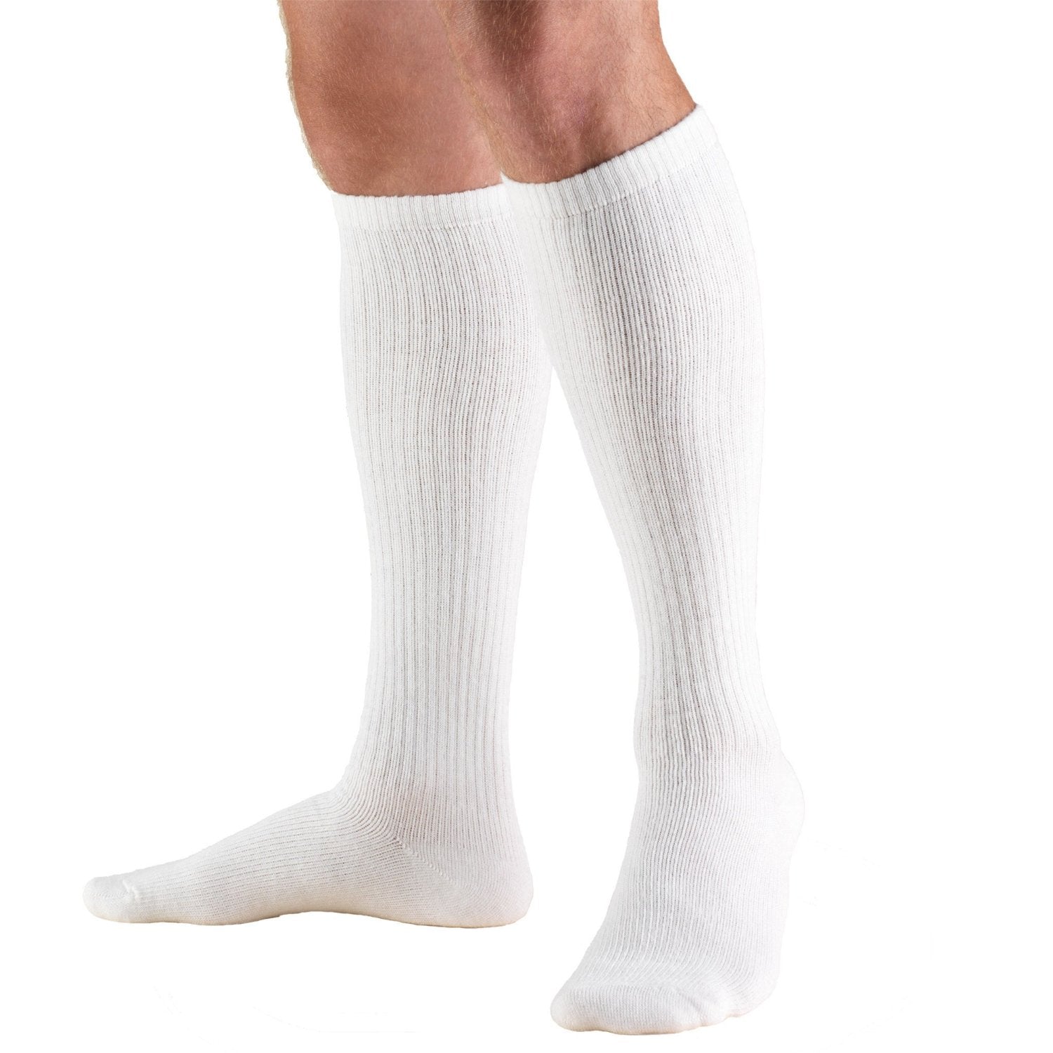 1912 Truform TruSoft Diabetic Socks Knee High 8-15" mmHg Mini-Crew Length Black and White - Midwest DME Supply