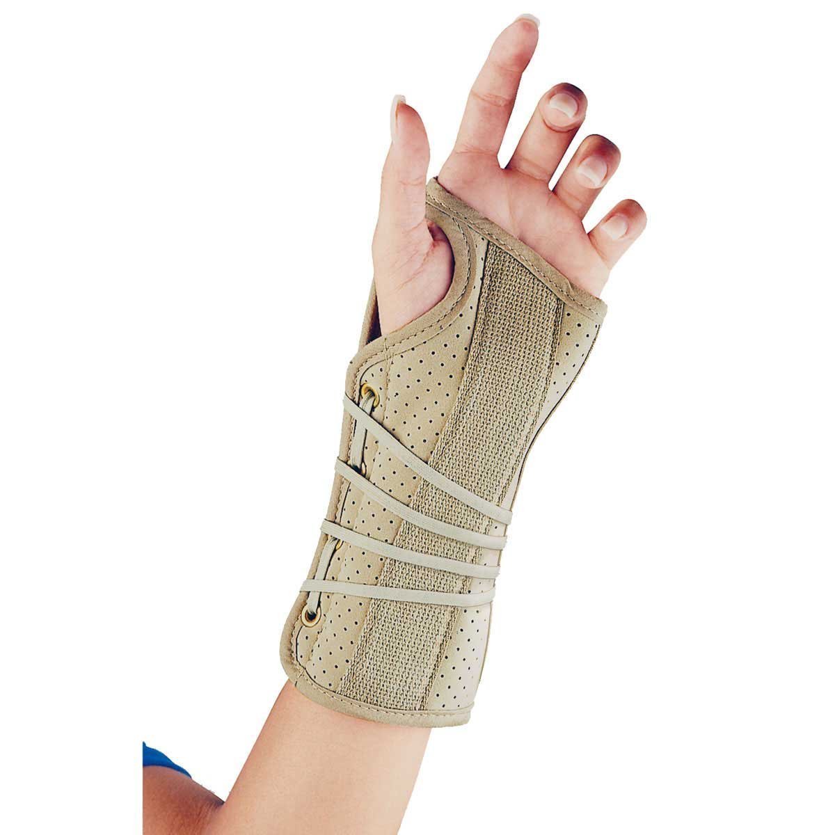 22-150MDBEG Suede Finish Wrist Brace Right - Midwest DME Supply