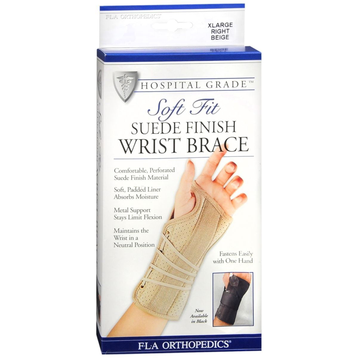 FLA Soft Fit Suede Finish Wrist Brace, Beige, All Sizes - Midwest DME Supply