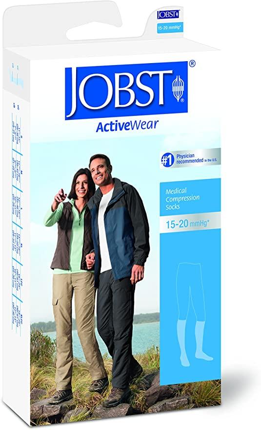 JOBST - Activewear Compression Socks, 15-20 mmHg, Knee High Cool White or Black - Midwest DME Supply