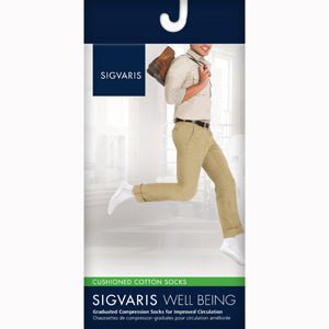 SIGVARIS 182CA99 15-20 mmHg Men's Cushioned Cotton Socks-Size A-Black - Midwest DME Supply