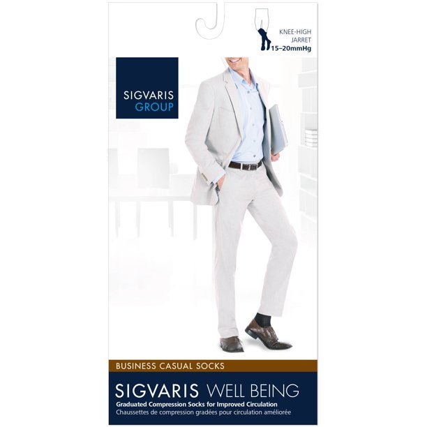 SIGVARIS 189CC99 15-20 mmHg Mens Business Casual Socks-Size C-Black - Midwest DME Supply