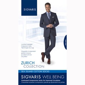 SIGVARIS 191CA10 15-20 mmHg Mens Sea Island Cotton Socks-Size A-Navy - Midwest DME Supply