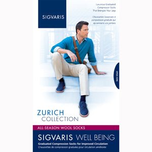 SIGVARIS 192CA10 15-20 mmHg Men All-Season Merino Wool Sock-Size A-NVY - Midwest DME Supply