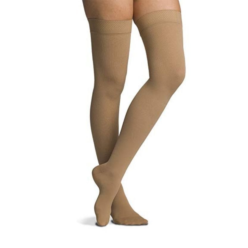 Sigvaris Compression Cotton Thigh High Hosiery--Medium Small--Beige - Midwest DME Supply