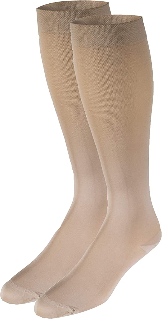 Truform Ladies' Opaque Knee High Closed Toe Stockings 15-20" mmHg XL Beige 0373 - Midwest DME Supply