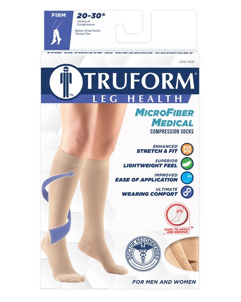 TruForm MicroFiber Compression Socks Firm 20-30mmHg Closed Toe 9965